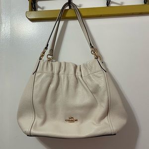 Coach handbag- cream colored pebbled leather.